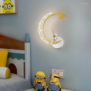Wall Lampen Boy en Girl Cartoon Star Moon Decoratie verlichting Makelaar Kinderkamer Licht Astronaut Creatief slaapkamer Bedside