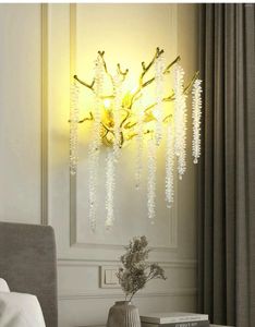 Lampes murales branche lampe cristalline LED-Pièce de chevet pour le salon Corridor Corridor Elegant Gold and Silver K9