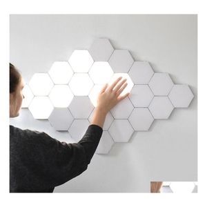 Lampes murales Brelong LED Quantum Lampe hexagonale Modar Tactile Capteur Luminaire Smart DIY Creative Géométrique Assemblage Drop Livraison L Dh8Zg