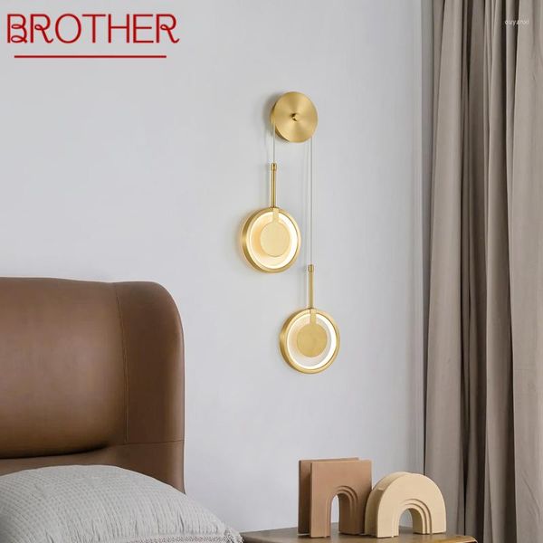 Lampes murales BROTHER Intérieur En Laiton Raccord LED 3 Couleurs Simplement Créatif Chic Applique Lumière Pour La Maison Salon Chambre Décor