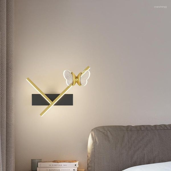 Lámparas de pared Mariposa Decorativas Luces LED modernas para sala de estudio Dormitorio Villa Pisos Pasillo Pasillo Iluminación interior