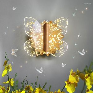 Wandlampen vlinder voor kinderkamer bedlamp led moderne licht luxe jongen meisje slaapkamer achtergrond decor lichten