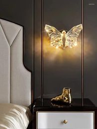 Lâmpadas de parede borboleta lâmpada nórdica quarto cabeceira luxo decoração casa salão luminaria simples sala estar corredor luz