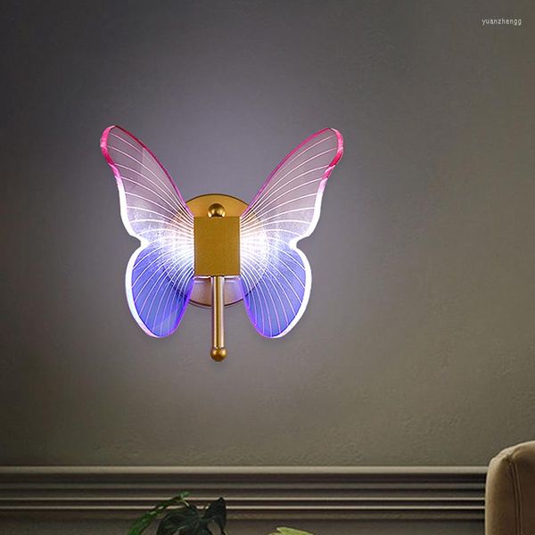 Wandlampen Schmetterling LED Nordic Nachttischbeleuchtung Barlampe Wohnzimmer Dekor Luxus Wandleuchte Innenleuchten