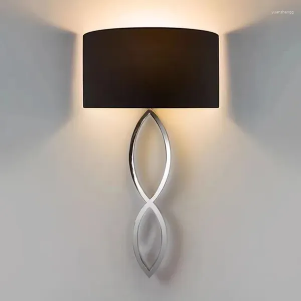 Lámparas de pared Caserta Light Circle Tela Pantalla LED Diseño Lámpara Fondo Dormitorio Comedor Decoración de la casa