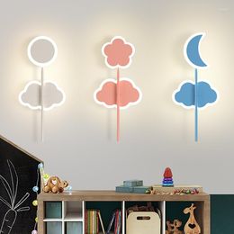 Lampes murales chambre d'enfants garçons filles chambre chevet veilleuse mignon décor lumières dessin animé fleurs nuages lampe LED