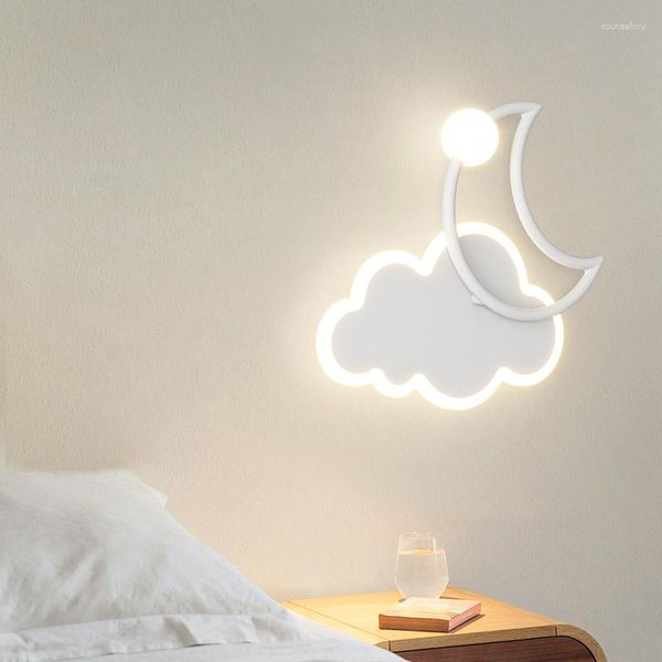 Lampes murales chambre d'enfants moderne Simple créatif dessin animé nuage lumière LED lune chambre lampe de chevet garçons filles lit mezzanine