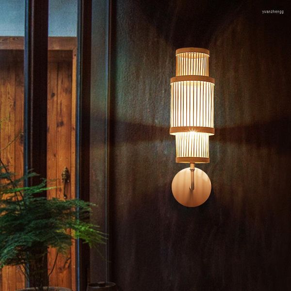 Appliques Chinois Bambou Lampe Chambre Creative Japonais Simple Salon De Thé Art Miroir Phare