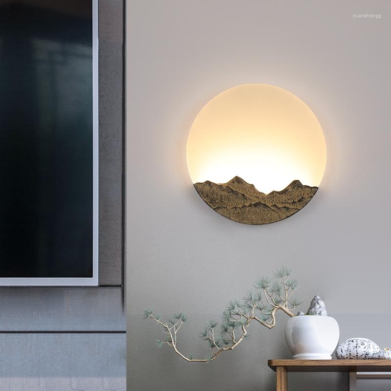 Wall Lamps Chinese Living Room Decor Lighting Fixture Round Bedside Aisle Stairwell El Background Tea LED