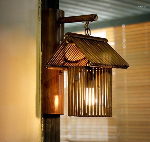 Lampes murales Style chinois Creative Antique Bamboo Artistique Allée Teahouse Farmhouse El Lampe