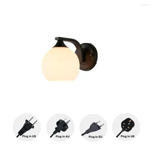 Wandlampen klassieke licht plug-in gewapende sconce matte zwarte afwerking barnsteen louche glazen schaduw lamp niet inbegrepen