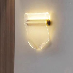 Wandlampen Helder Acryl LED-verlichting Home Art Deco Gangpad Trap Woonkamer Slaapkamer Blaker Goud Metaal Creatieve Lamp Drop