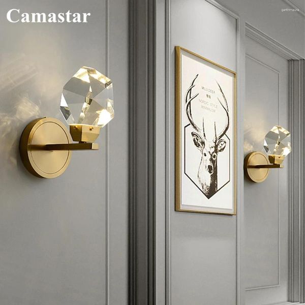 Lampes murales PRISS PRISM CUT CRISTAL SEMCE LIMPTURE LED LED DIMMable MODERN MODERN BRASS BULLE DIAMAND lampe pour le salon Corridor