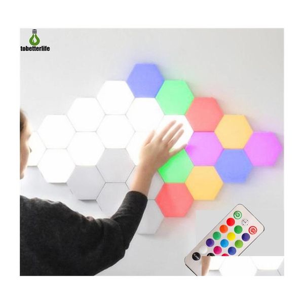 Lampes murales Colorf Diy Quantum Light Touch Sensor Colorchanging Night Lamp 6Pcs 10Pcs Modar Hexagonal Led Mur Chambre Drop Delivery Dhrgp