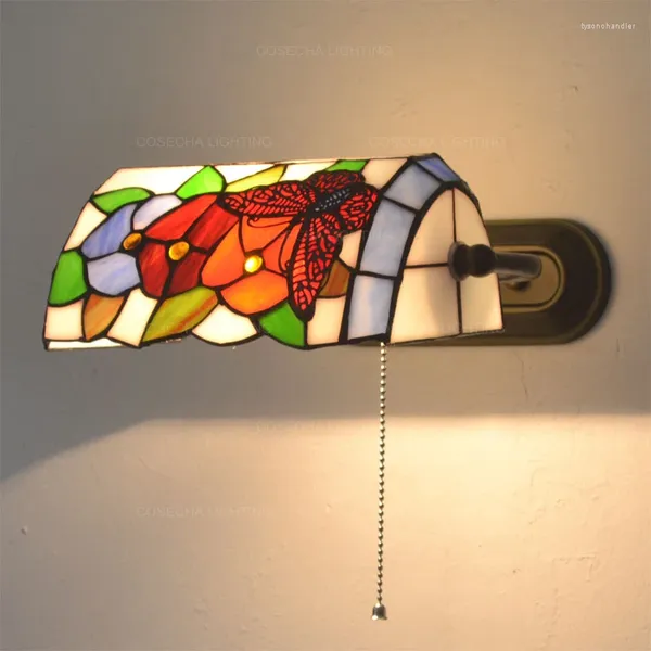 Lámparas de pared Lámpara de sombra de vidrio colorida Bohemia Cama Luz Decorativa Sconce Espejo Nordic Hogar en la sala de estar Foyer