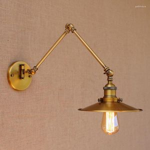 Appliques Cuivre Réglable Long Bras Oscillant Lampe Vintage Wandlamp Edison Style Loft Applique Industrielle Applique Murale Luminaire