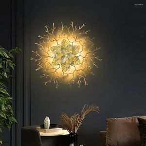 Wandlampen Koper Glans Licht Goud Keramiek Lotusblad Moderne Blaker Nordic Indoor Bedlampje Voor Slaapkamer Achtergrond Decor