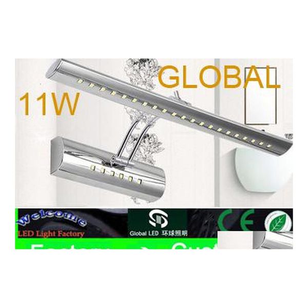 Lámparas de pared Lámpara cosmética Baño de acero Espejo Gabinete Luz Maquillaje Sacudir 11W 5050 Smd 36 Leds Sus luces de cabeza con interruptor Oficina Dhxs8