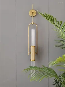 Wandlampen Creatieve Art Deco Lamp Helder Glas Goud Metaal G9 Lamp Home Verlichting Blaker Voor Salon Slaapkamer Gangpad trap Drop