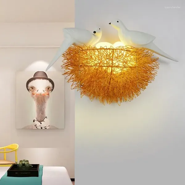 Lámparas de pared lámpara creativa nido de pájaros LED LED Niños Bedside Sala de estudio de restaurantes Cocina de arte de decoración de restaurantes