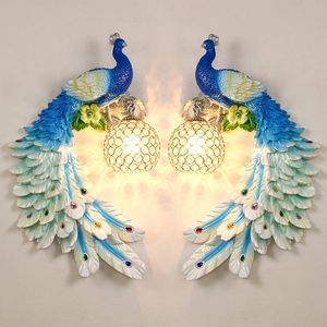 Lámparas de pared Pavo real creativo Big Art Bird Light Mirror Sconces Sala de estar Dormitorio Decoración para el hogar Accesorios de iluminación Luminarias