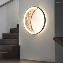 Wandlampen Crescent Led Lamp Indoor Gang Hal Veranda Maan Muurschildering Slaapkamer Nachtkastje Creatief Achtergrondlicht