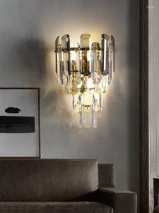 Lámparas de pared de cristal para sala de estar, pasillo, Loft, decoración de lujo para el hogar interior, candelabro LED dorado moderno, accesorio de iluminación