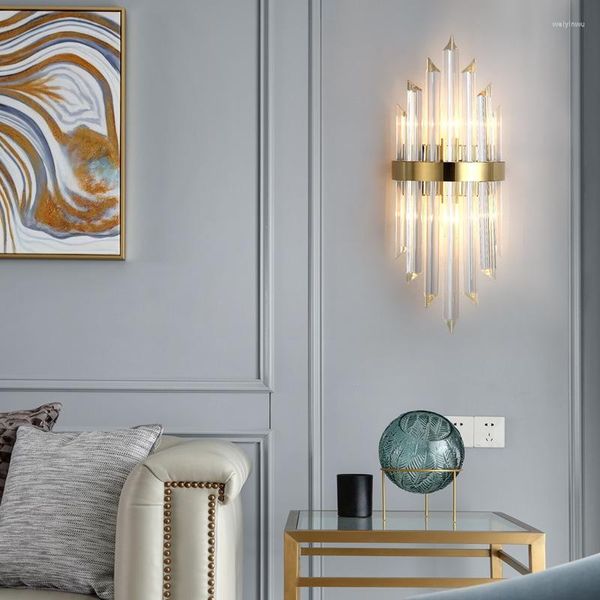 Lampes murales lampe en cristal luxueux or argent pour salon chambre décor Luminaire chevet lumière salle de bain luminaires