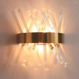Wandlampen Kristallen lichtarmatuur Slaapkamer naast goud AC 90-260V Badkamer Roestvrij staal Led-sconce
