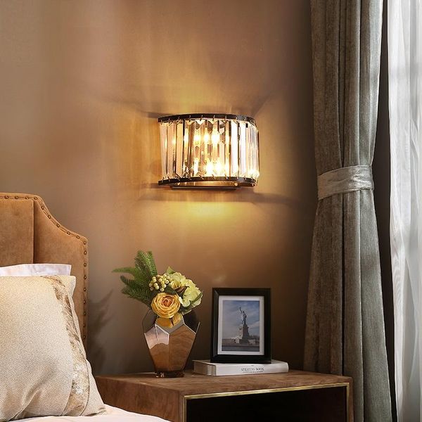 Lampes murales Crystal Wandlamp Bedroom LAMP LEDLIRS LEALLES LETHER