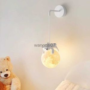 Wandlampen schattige kinderkamer bedmuurlampen witte beer witte konijn lamp Noordscheiding Simple boy meisje slaapkamer babykamer decor muurlichten hkd230814