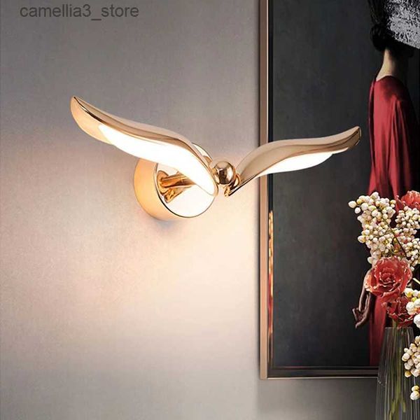 Lampes murales Designer créatif nouvelle lumière chinoise luxe mouette mur LED lampe or salon fond chambre tête de lit couloir barre Art Q231127