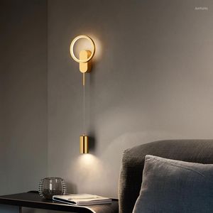 Wandlampen Deyidn Moderne koper LED LAMP indoor woonkamer achtergrond decoratief licht voor slaapkamer gangpad el trap