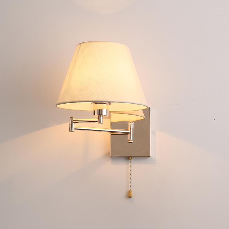 Lampade da parete Lampada dimmerabile Cavo Interruttore Retrattile Pieghevole Soggiorno Camera da letto Letto Arredamento americano