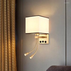 Wandlampen E27 Nachtkastje LED-lamp met USB-poort 1W Spotlight Nordic moderne binnenverlichting voor slaapkamer lezen salon gangpad decor