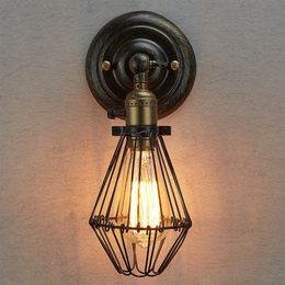 Wandlampen Edison Vintage Kroonluchters Rustieke Draad Hangende Industriële Kooi Lichte Slaapkamer Gang240M