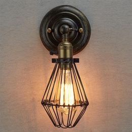 Wandlampen Edison Vintage Kroonluchters Rustiek Draad Hangend Industrieel Kooi Licht slaapkamer gang314S