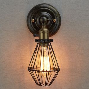 Muurlampen Edison vintage kroonluchters rustieke draadhangende industriële kooi lichte slaapkamer gang 218c