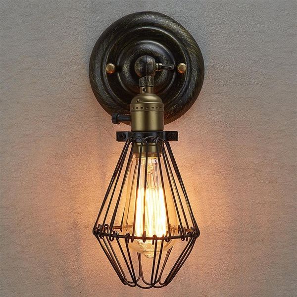 Lampes murales Edison Vintage Lustres Rustique Fil Suspendu Cage Industrielle Lumière Chambre Couloir 259S