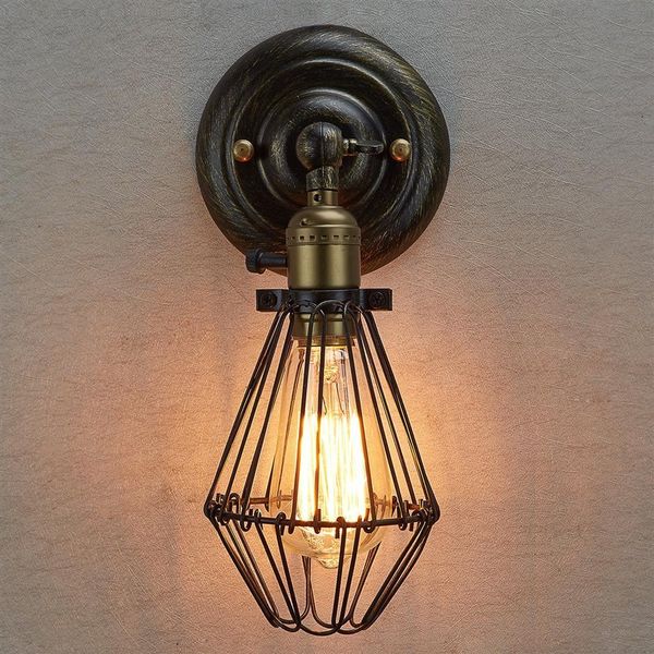Lampes murales Edison Vintage Lustres Rustique Fil Suspendu Cage Industrielle Lumière Chambre Couloir293M