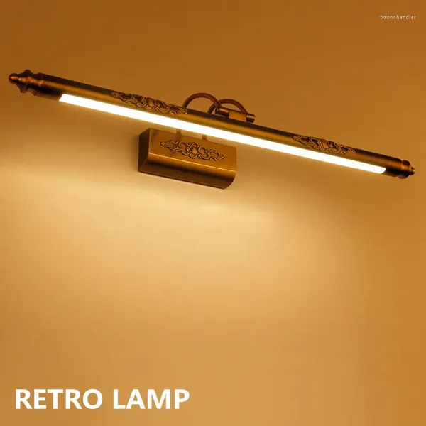 Lámparas de pared Estilo europeo LED Espejo Faro Lámpara de inodoro a prueba de humedad American Retro Rocker Arm Gabinete tallado y Lan