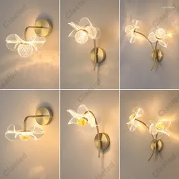 Lampes murales fleur LED pour salon chambre chevet applique lumière moderne couloir restaurant fond décoration éclairage déco