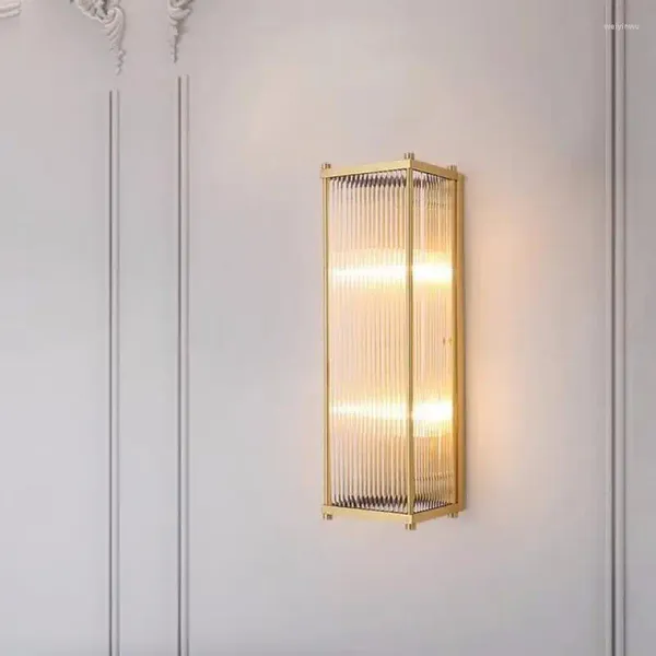 Appliques murales français Foyer escalier cuivre noeud luminaires éclairage intérieur abat-jour en verre chambre appliques en laiton lumière LED pour la maison