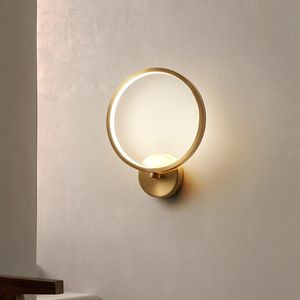 Lampes murales FSS moderne ronde or lampe LED lumières pour chambre salon TV fond allée maison luminaires