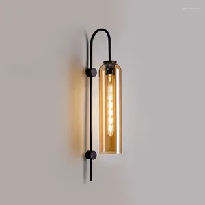 Wandlampen Glazen lamp Noordelijke moderne licht Luxe lampenkap E27 LED -interieur voor slaapkamer bij de slaapkamer woonkamer woonkamer