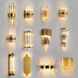 Wandlampen Gouden Kristallen Lamp Modern Huis Woonkamer Achtergrond Decoratie Licht Binnenverlichting Gang Luxe Verlichting