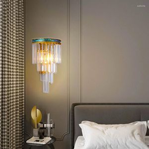 Lampes murales Green Shell Taper LED Dimmable Luxury Indoor Lights Chevet Intérieur Télécommande Veilleuses