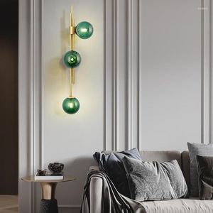 Wandlampen groene witte glazen bal voor woonkamer slaapkamer Noordse home decor bed sconce el aisle gouden verlichtingsarmaturen