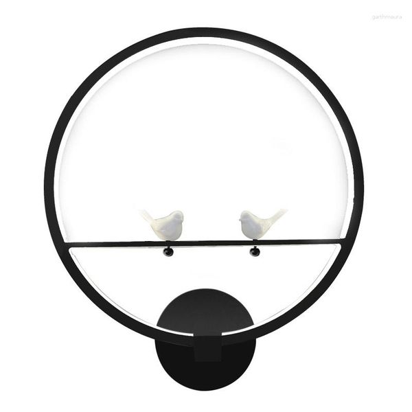 Lampes murales GZMJ Wonderland moderne noir/blanc 2 oiseaux lampe design ronde acrylique lumière LED applique produits d'éclairage intérieur