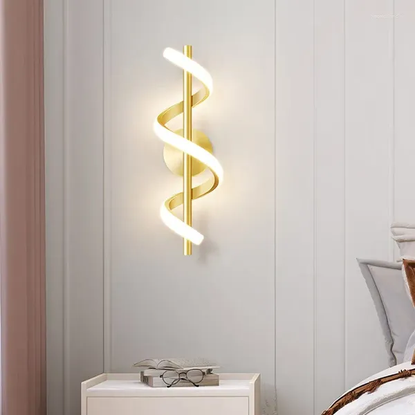 Lámparas de pared Lámpara de cabecera Espiral creativa Dormitorio Sconce LED Sala de estar TV Fondo Decoración del hogar Iluminación interior